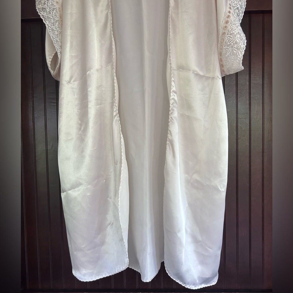 VINTAGE VAL MODE 90s Satin Lace Trim Kimono Layer Fairy Coquette Bridal Size S - Picture 8 of 16